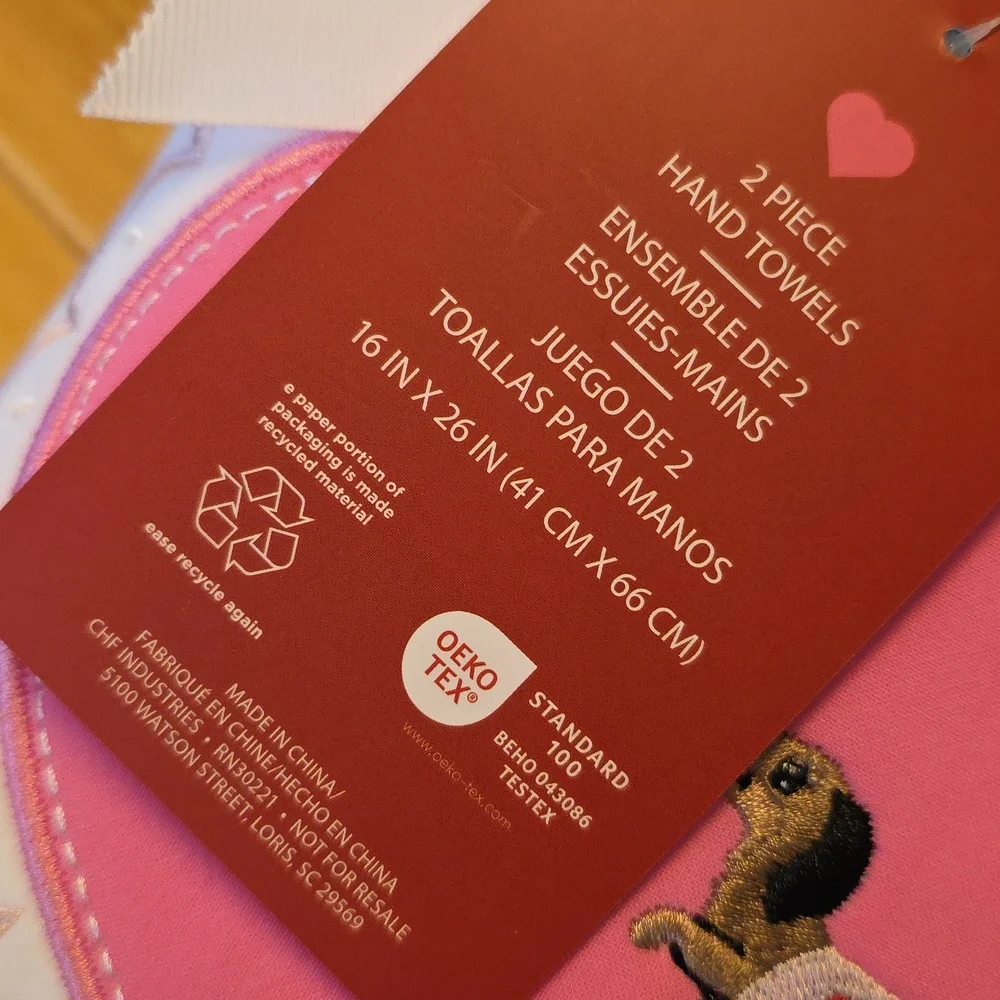 Daschund Valentine's Heart Hand Towel Set